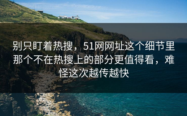别只盯着热搜，51网网址这个细节里那个不在热搜上的部分更值得看，难怪这次越传越快