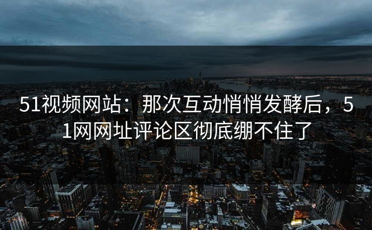 51视频网站：那次互动悄悄发酵后，51网网址评论区彻底绷不住了