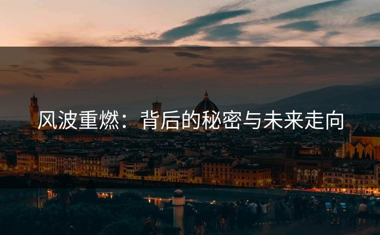 风波重燃：背后的秘密与未来走向