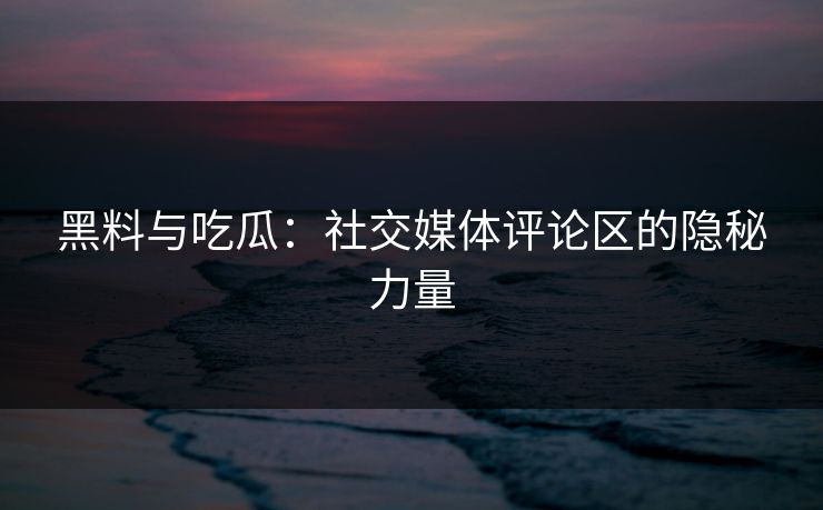黑料与吃瓜：社交媒体评论区的隐秘力量