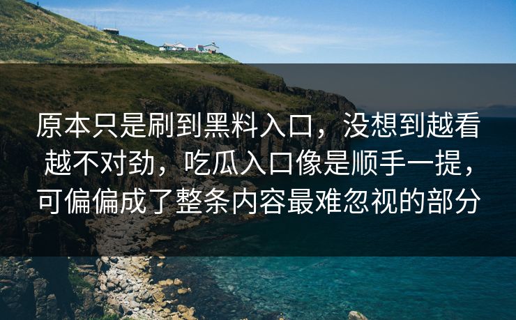 原本只是刷到黑料入口，没想到越看越不对劲，吃瓜入口像是顺手一提，可偏偏成了整条内容最难忽视的部分