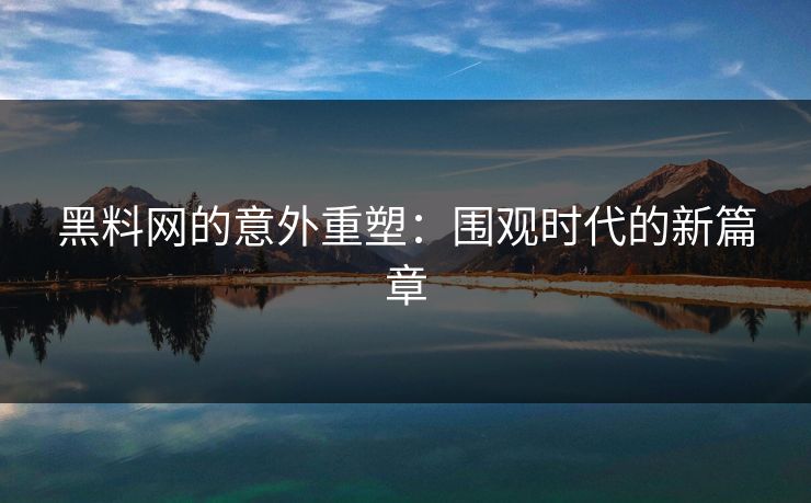 黑料网的意外重塑：围观时代的新篇章