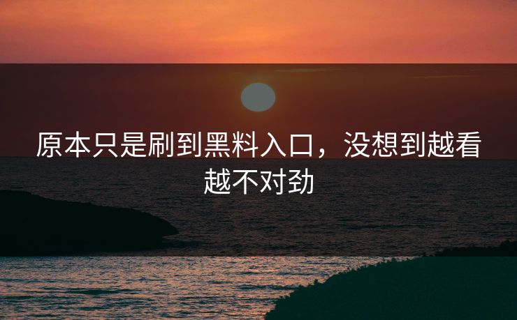 原本只是刷到黑料入口，没想到越看越不对劲