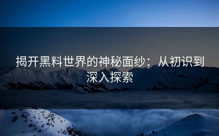 揭开黑料世界的神秘面纱：从初识到深入探索