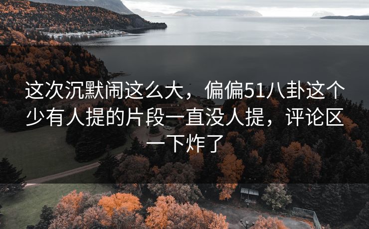 这次沉默闹这么大,偏偏51八卦这个少有人提的片段一直没人提,评论区一下炸了 这次沉默闹这么大,偏偏51八卦这个少有人提的片段一直没人提,评论区一下炸了